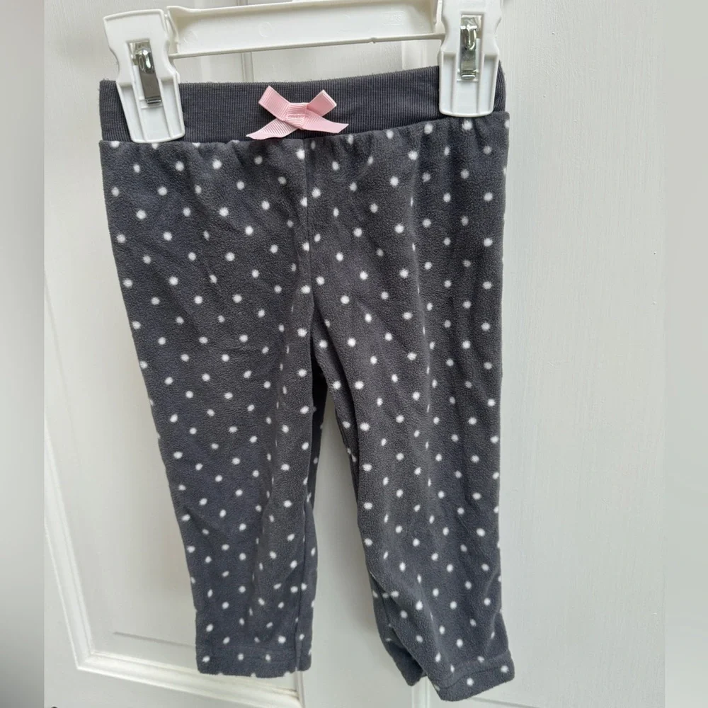 Simple Joys by Carter’s 6-9M Girls Gray & White Polkadot Fleece Sweatpants